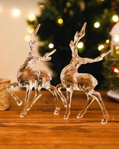 Glass Reindeer Decor Set