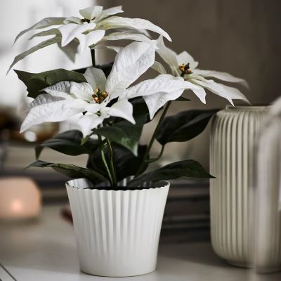  white fluted flower pot