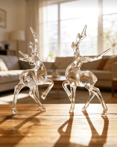 Glass Reindeer Decor Set