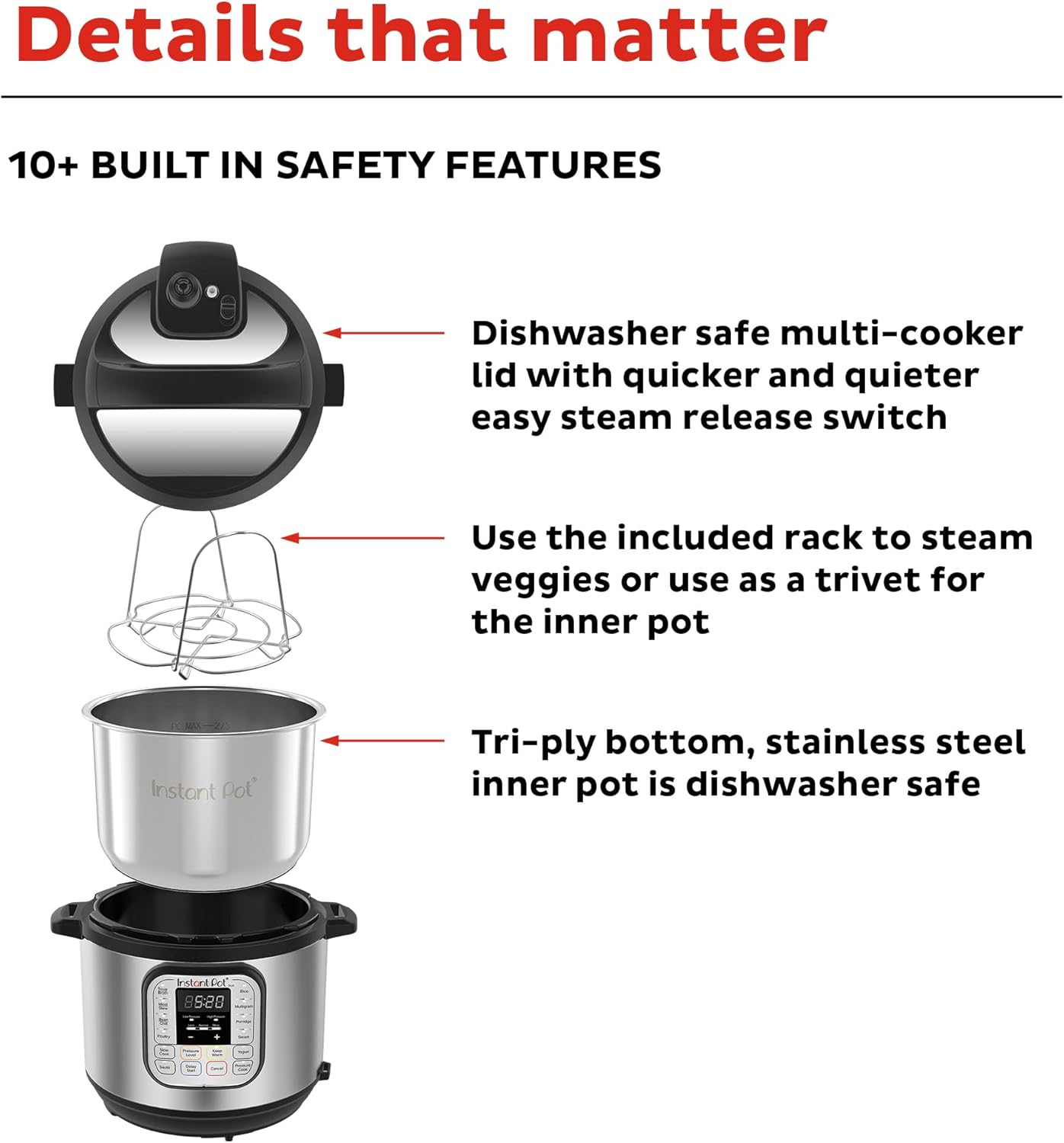 NEW Instant Pot Duo 7-in-1 Electric Pressure Cooker, Slow Cooker, Rice Cooker, Steamer, Sauté, Yogurt Maker, Warmer & Sterilizer, Includes App With Over 800 Recipes, Stainless Steel, 6 Quart