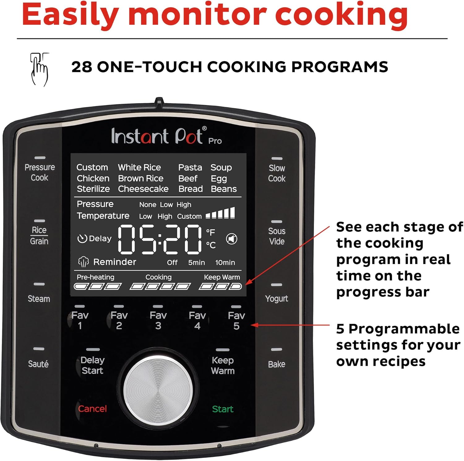 NEW Instant Pot Pro 10-in-1 Pressure Cooker, Slow Cooker, Rice/Grain Cooker, Steamer, Sauté, Sous Vide, Yogurt Maker, Sterilizer, and Warmer, Includes App With Over 800 Recipes, Black, 6 Quart