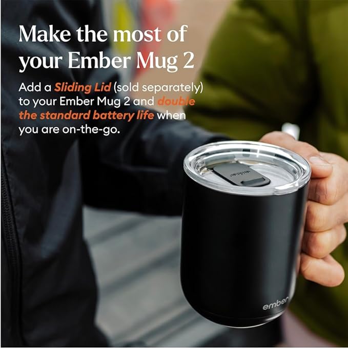 NEW Ember Temperature Control Smart Mug 2, 10 Oz, App-Controlled Heated Coffee Mug with 80 Min Battery Life and Improved Design, Black