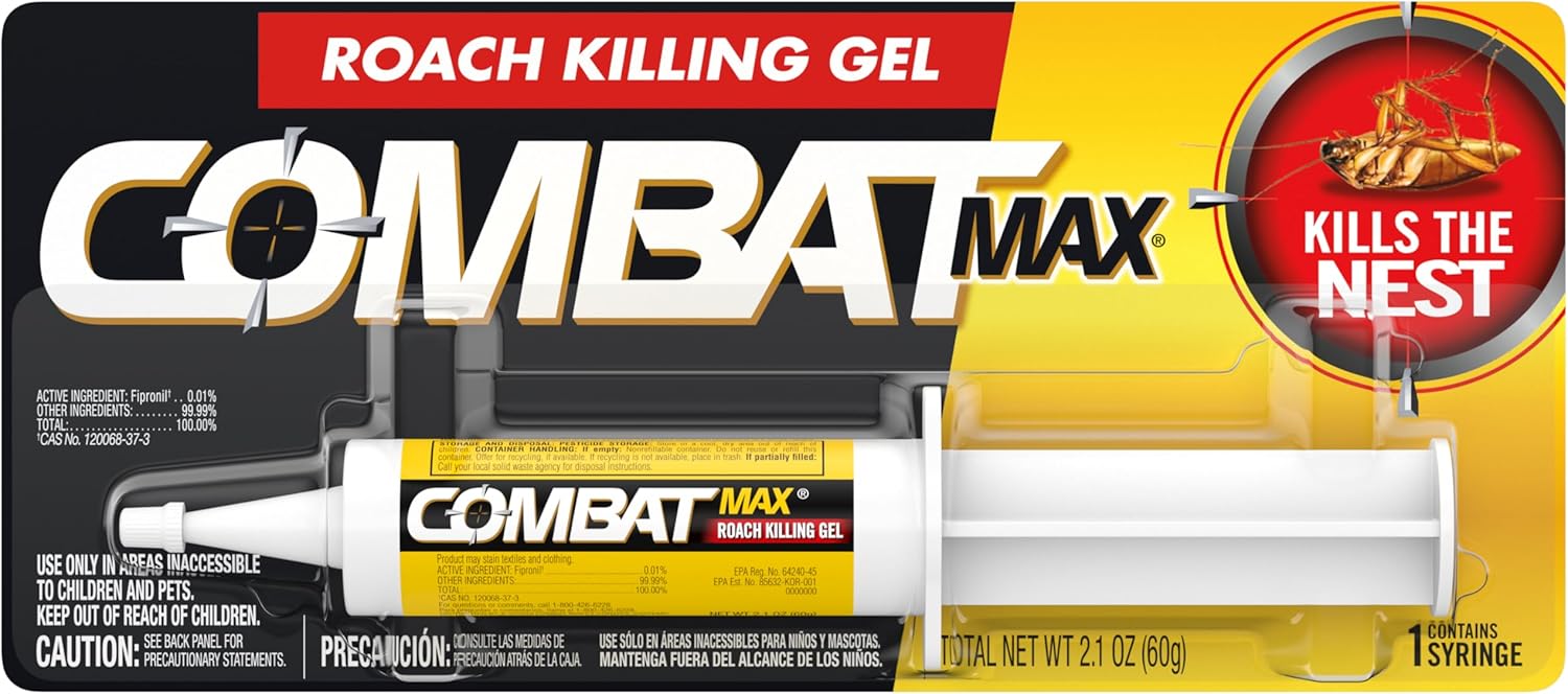 NEW Combat Max Roach Killing Gel for Indoor and Outdoor Use, 1 Syringe, 2.1 Ounce (Pack of 1)