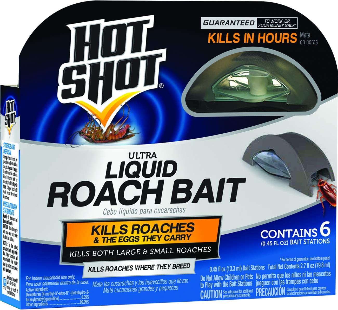 NEW Hot Shot Liquid Roach Bait, Roach Killer, 1 Pack, 6-Count