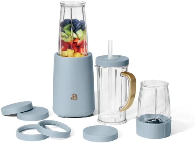 NEW Beautiful 2 Personal Blender Set with 12 Pieces, 240 W, Cornflower Blue by Drew Barrymore