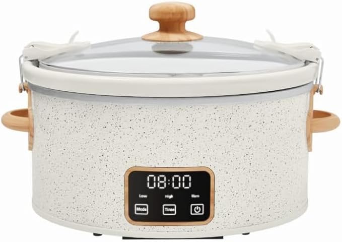 NEW Pioneer Woman 6 QT Slow Cooker, Locking Lid, Removable Crock, Digital, Linen speckle