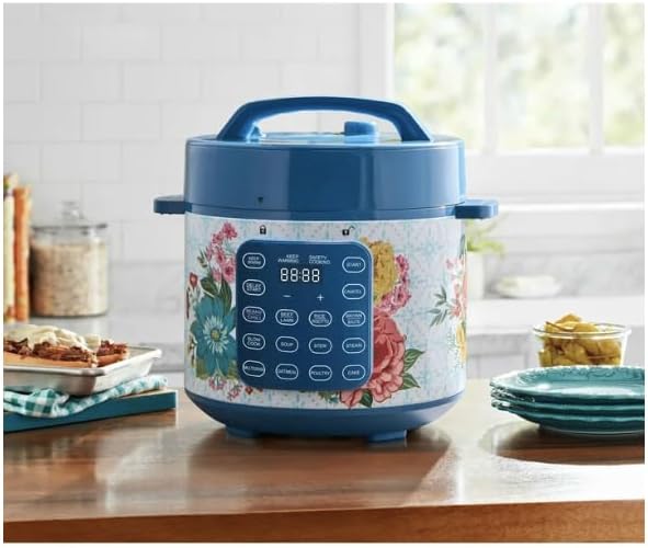 NEW Pioneer Woman 6-Quart Fancy Flourish Multi-Cooker – 7-in-1 Pressure Cooker with Touch Control,13 Smart Cooking Presets – Pressure Cook, Slow Cook, Sauté, Steam, Rice, and More