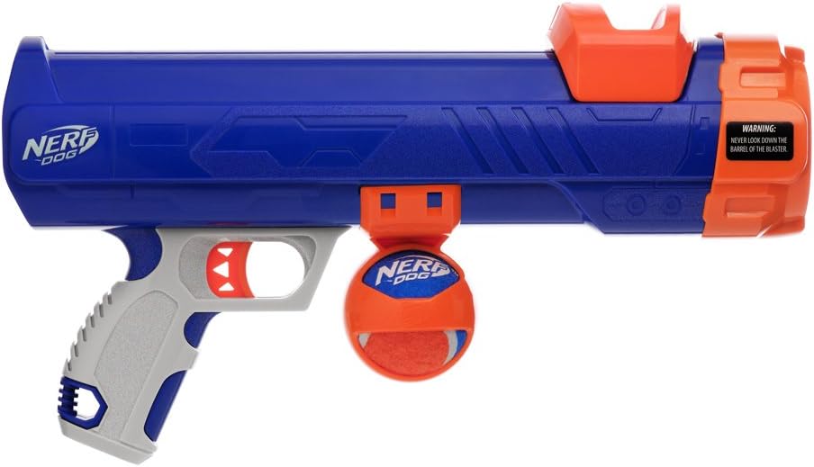 NEW Nerf Dog Tennis Ball Blaster Dog Toy Blue/Orange, 16 Inch Compact Blaster with 1 Ball