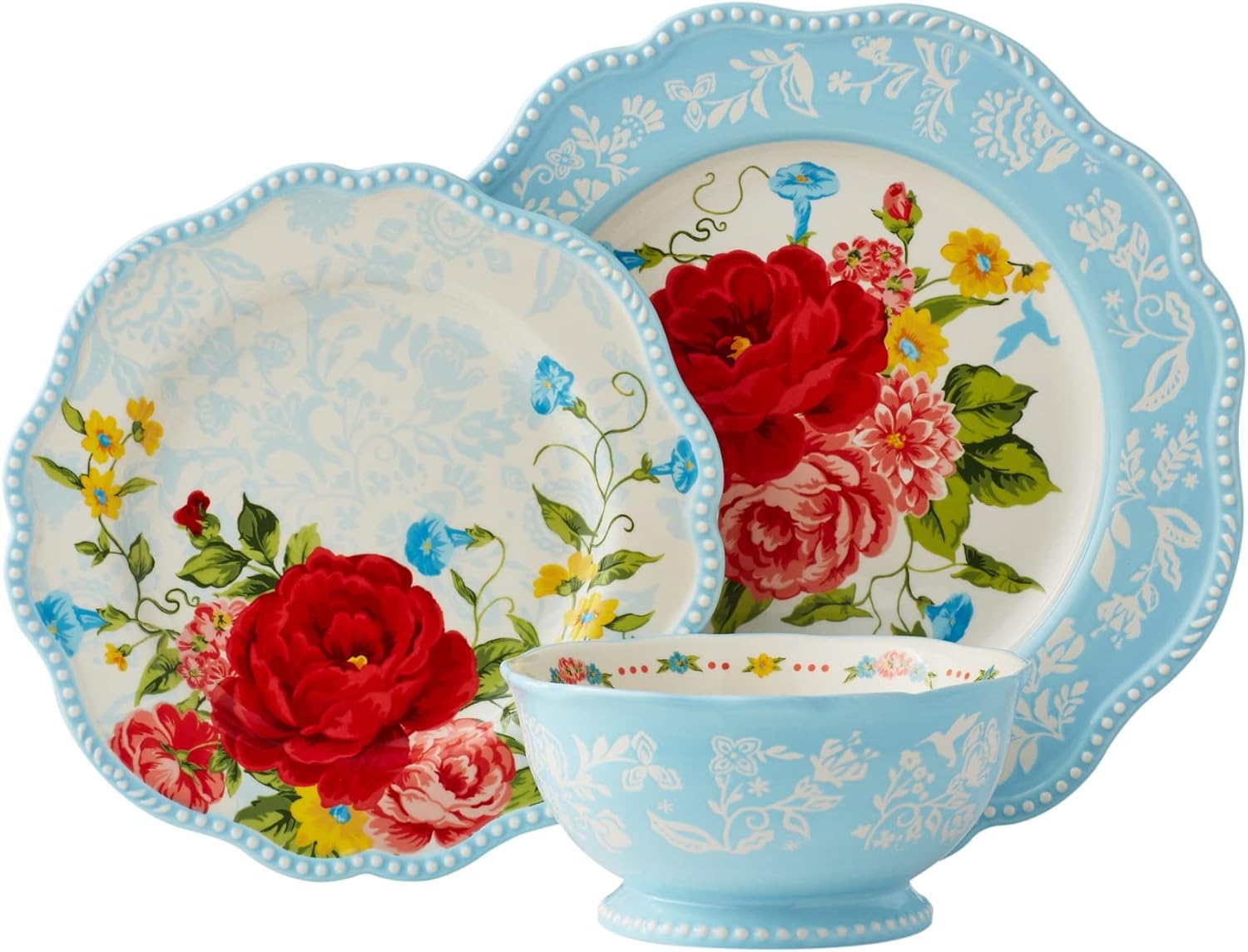 NEW Sweet Rose 12-Piece Dinnerware Set