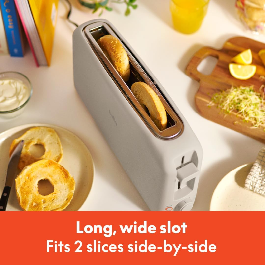 NEW bella 2 Slice Slim Toaster, Fits-anywhere™ Kitchenware, 6 Setting Shade Control with Reheat & Cancel Buttons, Removable Crumb Tray, 10” Long Slot, Anti Jam & Auto Shutoff, 900 Watt, Oatmilk