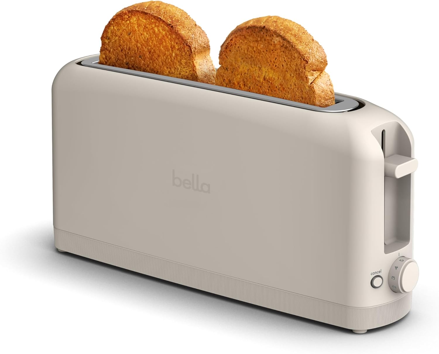NEW bella 2 Slice Slim Toaster, Fits-anywhere™ Kitchenware, 6 Setting Shade Control with Reheat & Cancel Buttons, Removable Crumb Tray, 10” Long Slot, Anti Jam & Auto Shutoff, 900 Watt, Oatmilk