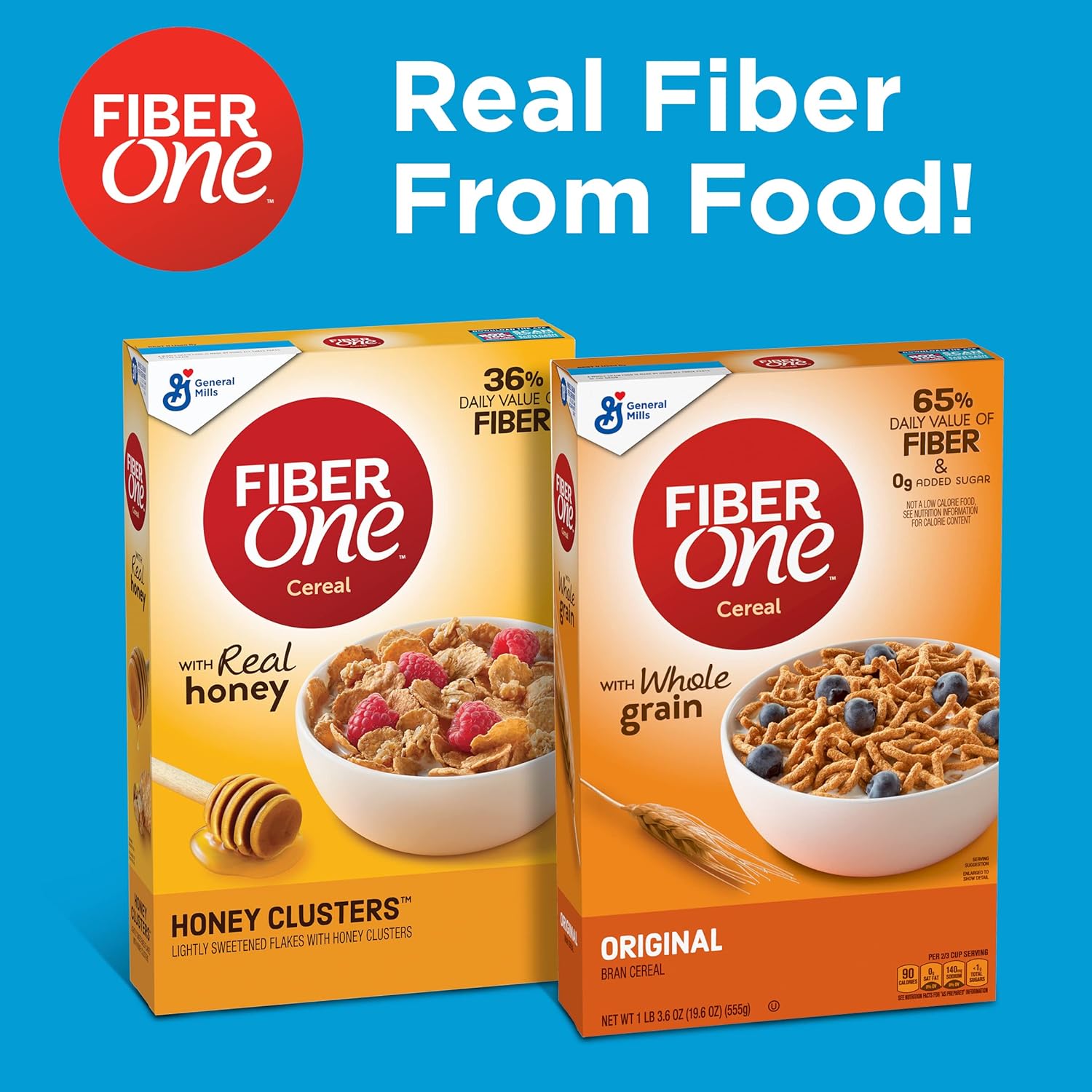 Fiber One Breakfast Cereal, Original Bran, 19.6 oz (Pack of 6)