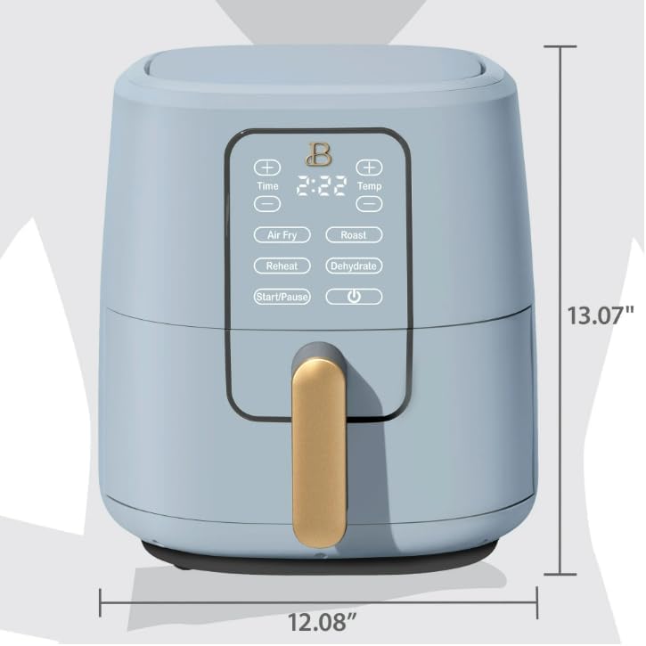 Beautiful 6 Qt Air Fryer with TurboCrisp Technology and Touch-Activated Display, 4 Preset Functions Air fry, Roast, Reheat & Dehydrate, White Icing by Drew Barrymore (Cornflower Blue)