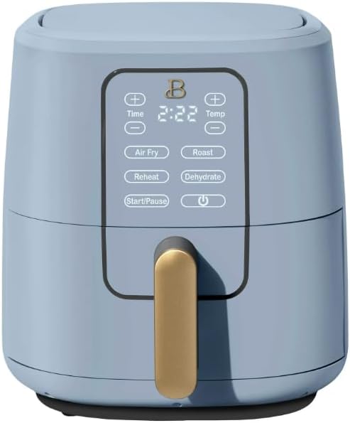 Beautiful 6 Qt Air Fryer with TurboCrisp Technology and Touch-Activated Display, 4 Preset Functions Air fry, Roast, Reheat & Dehydrate, White Icing by Drew Barrymore (Cornflower Blue)