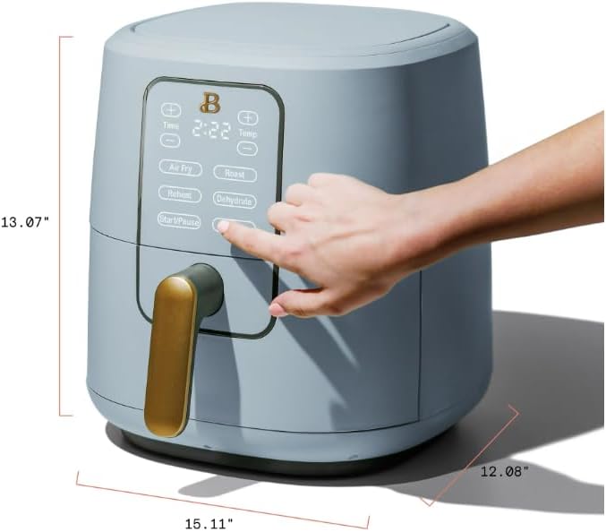 Beautiful 6 Qt Air Fryer with TurboCrisp Technology and Touch-Activated Display, 4 Preset Functions Air fry, Roast, Reheat & Dehydrate, White Icing by Drew Barrymore (Cornflower Blue)