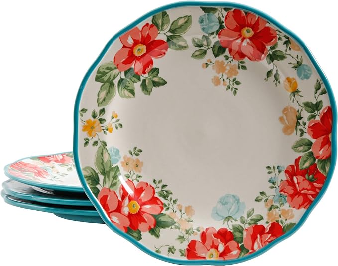 NEW The Pioneer Woman Vintage Floral 10.5" Dinner Plate Set, Set of 4