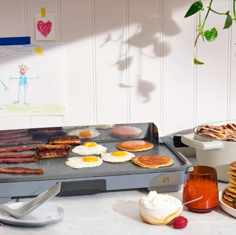 NEW Beautiful XL Electric Griddle 12" x 22"- Non-Stick, Cornflower Blue by Drew Barrymore