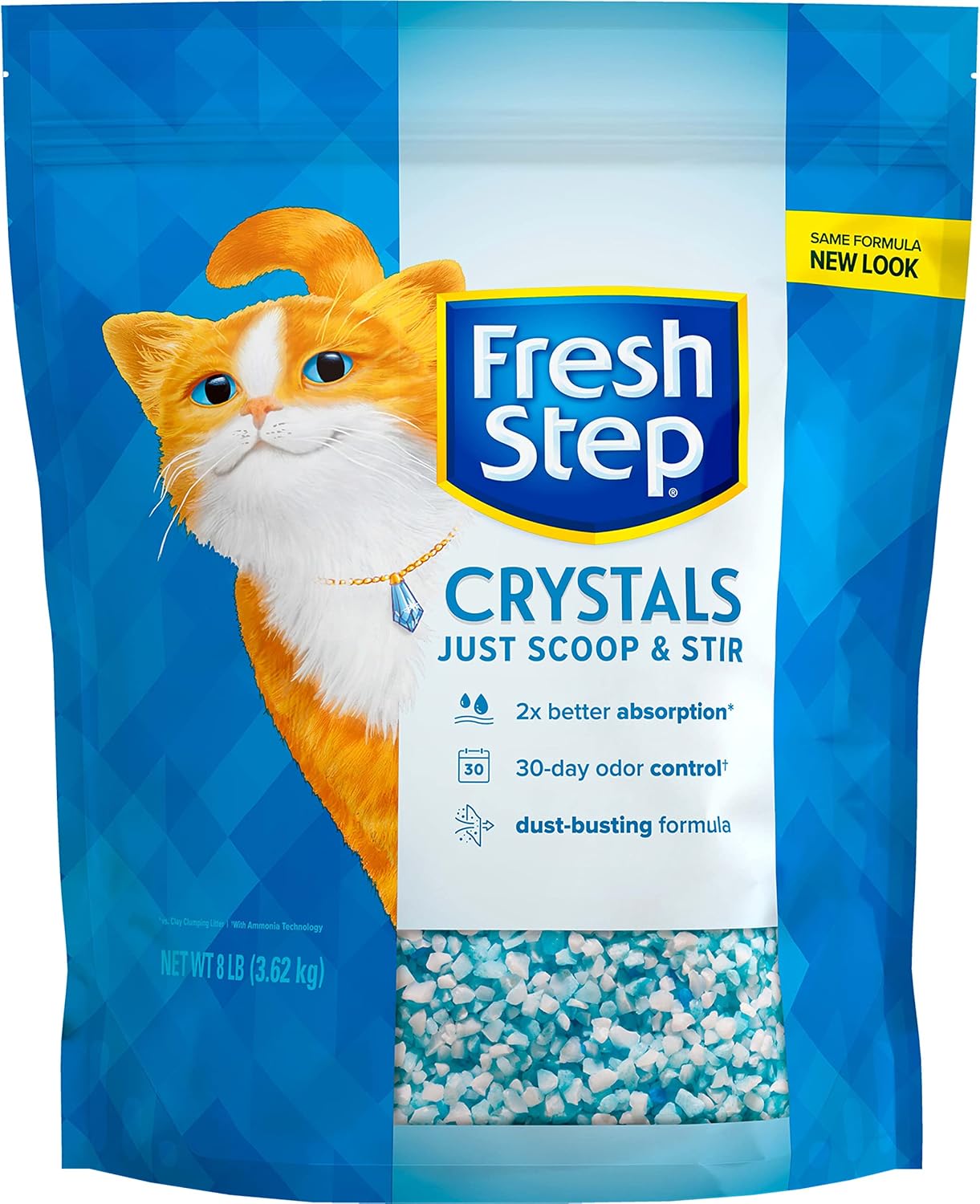 NEW Fresh Step Crystals Cat Litter, Ultra Lightweight and Absorbing, 16 lbs total, (2 Pack of 8lb Bags)