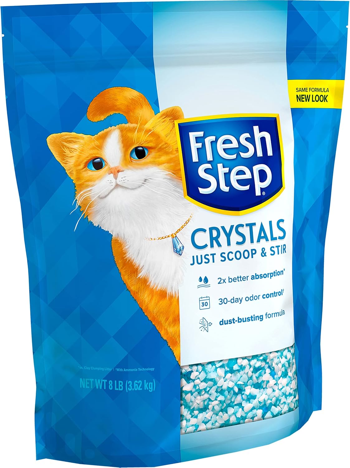 NEW Fresh Step Crystals Cat Litter, Ultra Lightweight and Absorbing, 16 lbs total, (2 Pack of 8lb Bags)