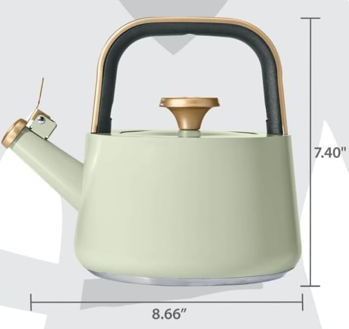 NEW Beautiful 1.8L Ceramic Non-Stick Stovetop Tea Kettle, Sage Green by Drew Barrymore
