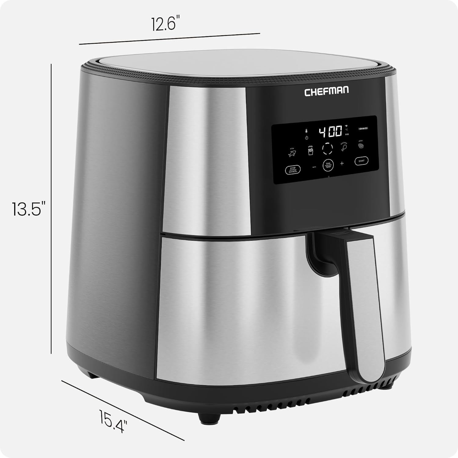 NEW Chefman TurboFry® Touch Air Fryer, XL 8-Qt Family Size, One-Touch Digital Control Presets, French Fries, Chicken, Meat, Fish, Nonstick Dishwasher-Safe Parts, Automatic Shutoff, Stainless Steel