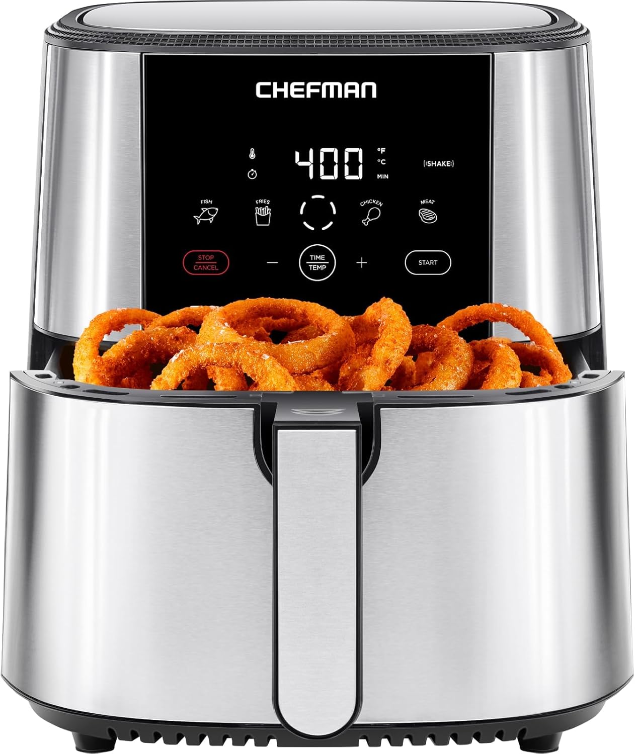 NEW Chefman TurboFry® Touch Air Fryer, XL 8-Qt Family Size, One-Touch Digital Control Presets, French Fries, Chicken, Meat, Fish, Nonstick Dishwasher-Safe Parts, Automatic Shutoff, Stainless Steel