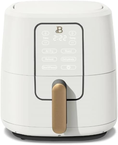 NEW Beautiful 6 Qt Air Fryer with TurboCrisp Technology and Touch-Activated Display, 4 Preset Functions Air fry, Roast, Reheat & Dehydrate, White Icing by Drew Barrymore (White Icing)
