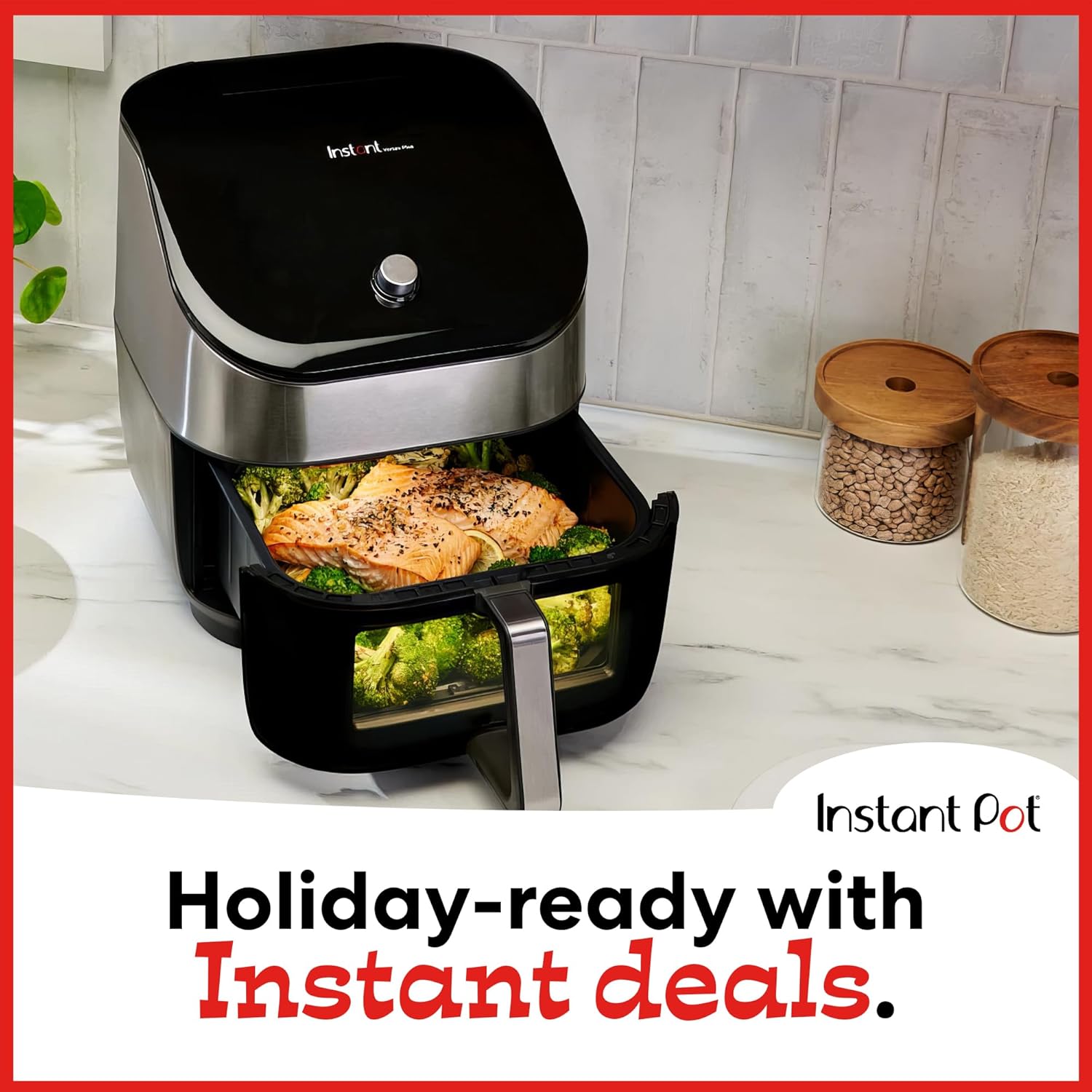 Instant Vortex Plus 6QT Air Fryer with Odor Erase Technology, 6-in-1 Functions that Crisps, Roasts, Broils, Dehydrates, Bakes & Reheats, 100+In-App Recipes, from the Makers of Instant Pot,1700W,Black