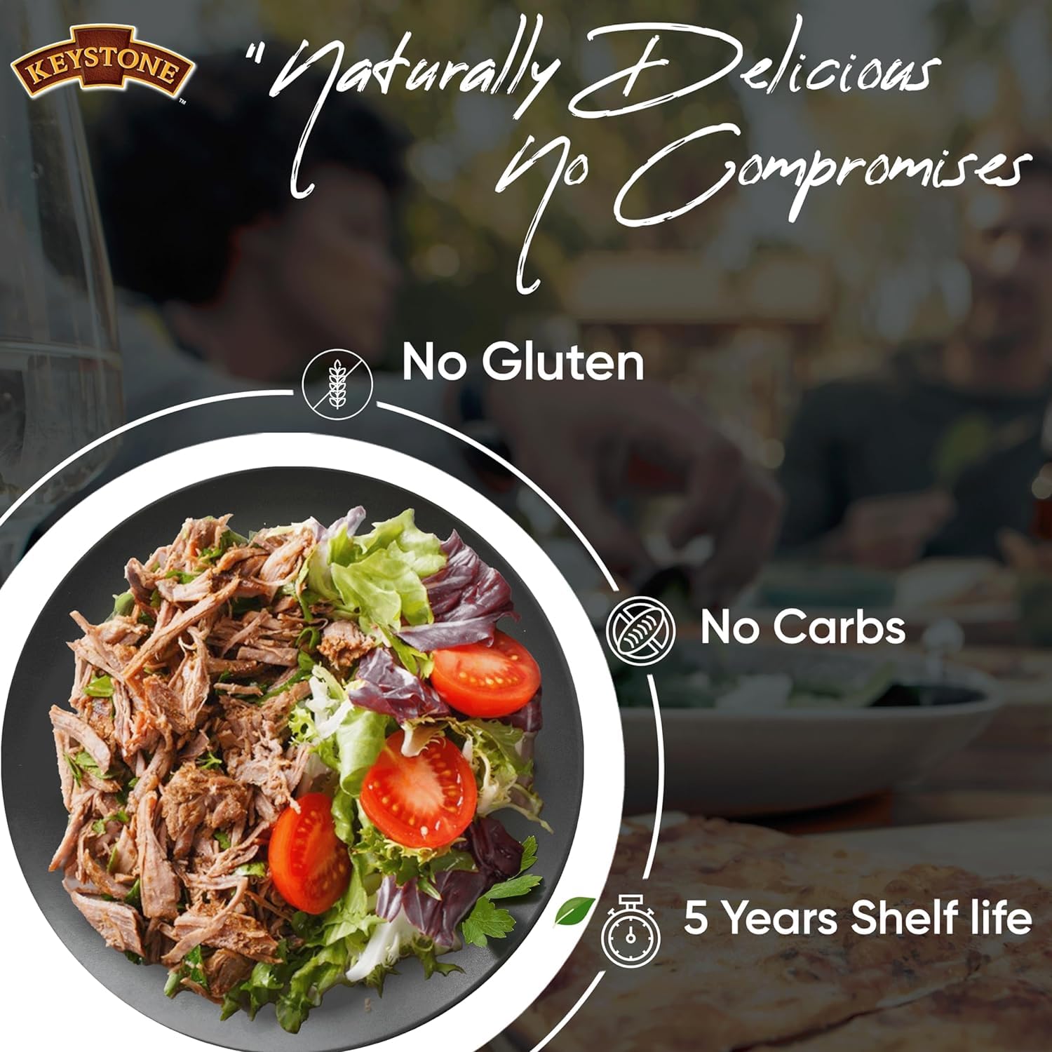 Keystone Meats All Natural Canned Beef 28 Oz Long Shelf Life Emergency Food For Camping Canned Meat Fully Cooked Ready to Eat | Gluten Free Pack of 12