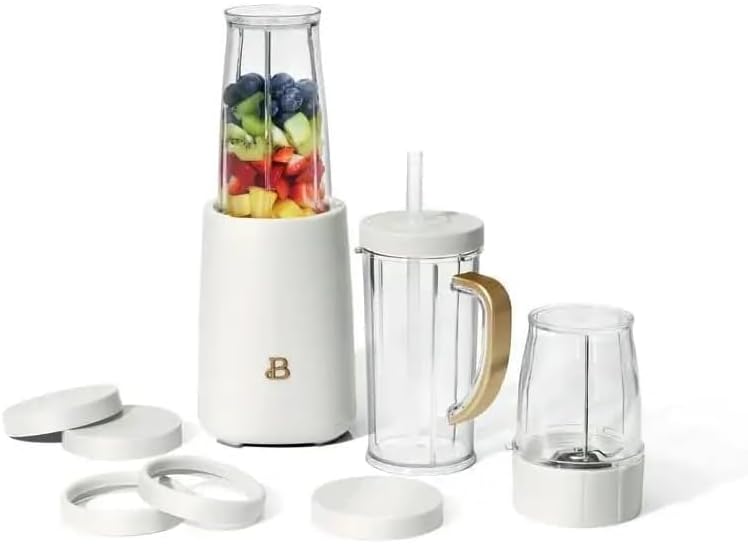 NEW Beautiful Personal Blender Set with 12 Pieces, 240 W, White Icing by Drew Barrymore, 16 oz, United States