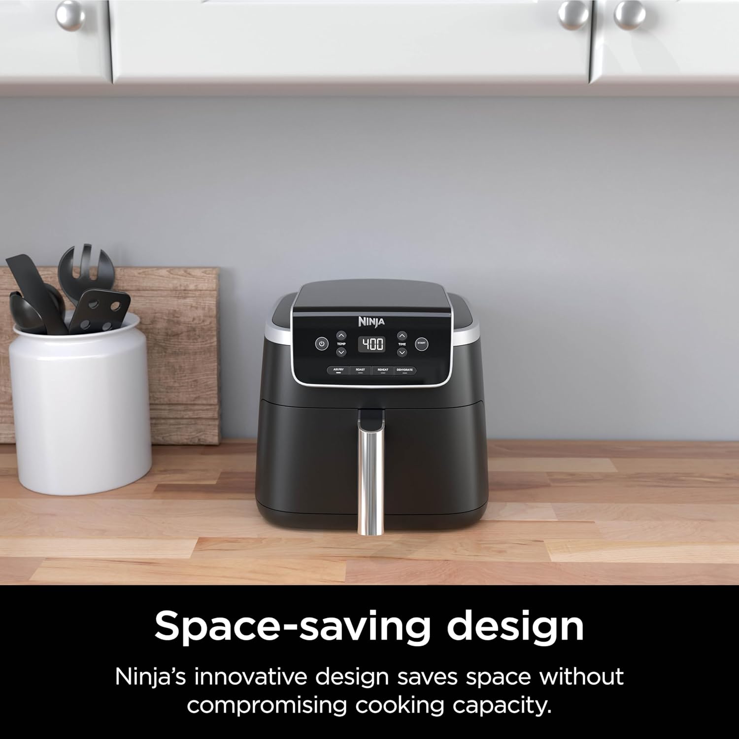 NEW Ninja Air Fryer Pro 4-in-1 with 5 QT Capacity, Air Fry, Roast, Reheat, Dehydrate, Air Crisp Technology with 400F for hot, crispy results in just minutes, Nonstick Basket & Crisper Plate, Grey, AF141
