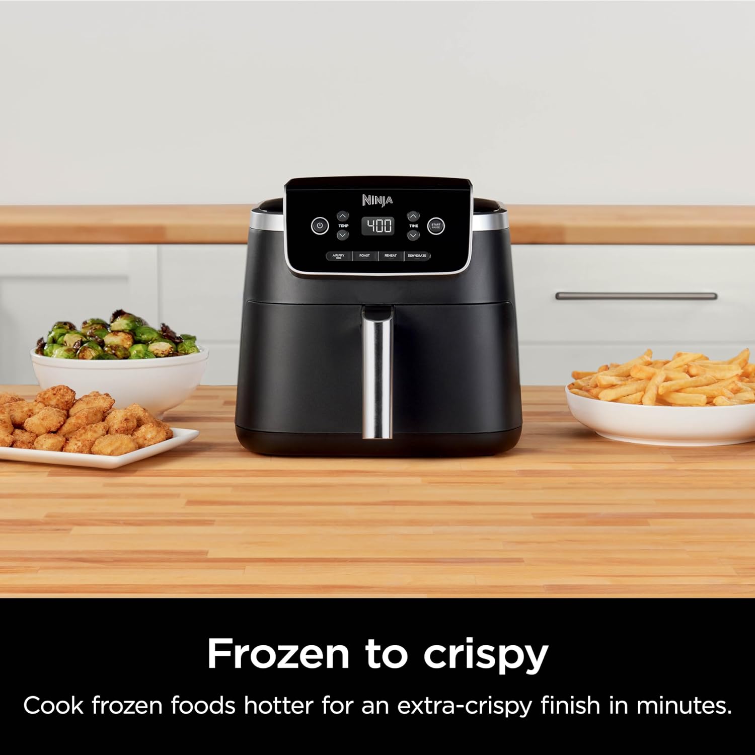 NEW Ninja Air Fryer Pro 4-in-1 with 5 QT Capacity, Air Fry, Roast, Reheat, Dehydrate, Air Crisp Technology with 400F for hot, crispy results in just minutes, Nonstick Basket & Crisper Plate, Grey, AF141