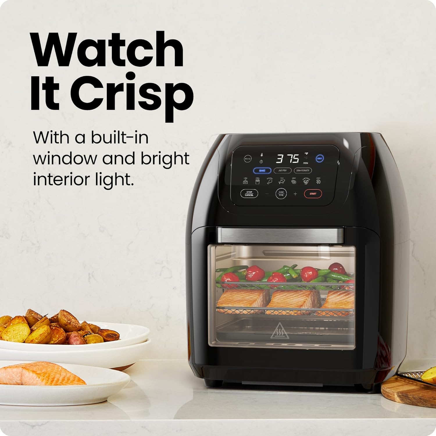 NEW CHEFMAN Multifunctional Digital Air Fryer+ Rotisserie, Dehydrator, Convection Oven, 17 Touch Screen Presets Fry, Roast, Dehydrate, Bake, XL 10L Family Size, Auto Shutoff, Large Easy-View Window, Black