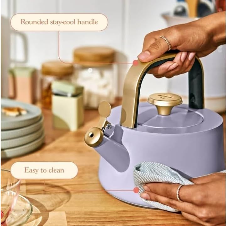 NEW Beautiful 1.8L Ceramic Non-Stick Stovetop Tea Kettle, Lavender by Drew Barrymore