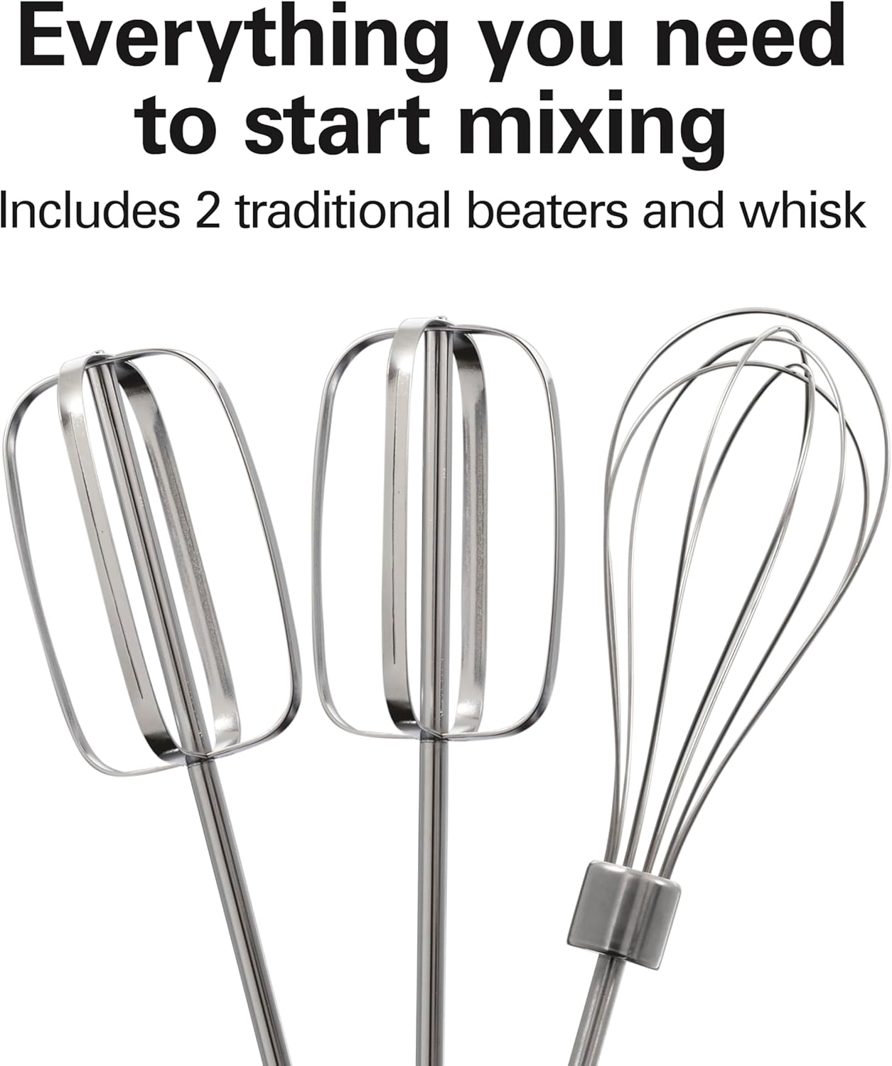 NEW Hamilton Beach 6-Speed Electric Hand Mixer with Whisk, Traditional Beaters, Snap-On Storage Case, 250 Watts, White