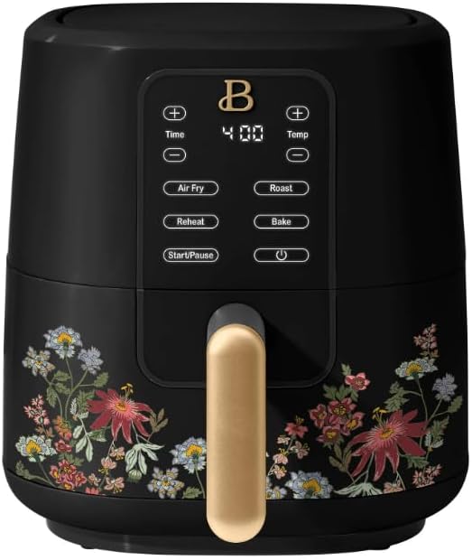 Beautiful 3 Qt Air Fryer with TurboCrisp Technology, Wildflower by Drew Barrymore, Black