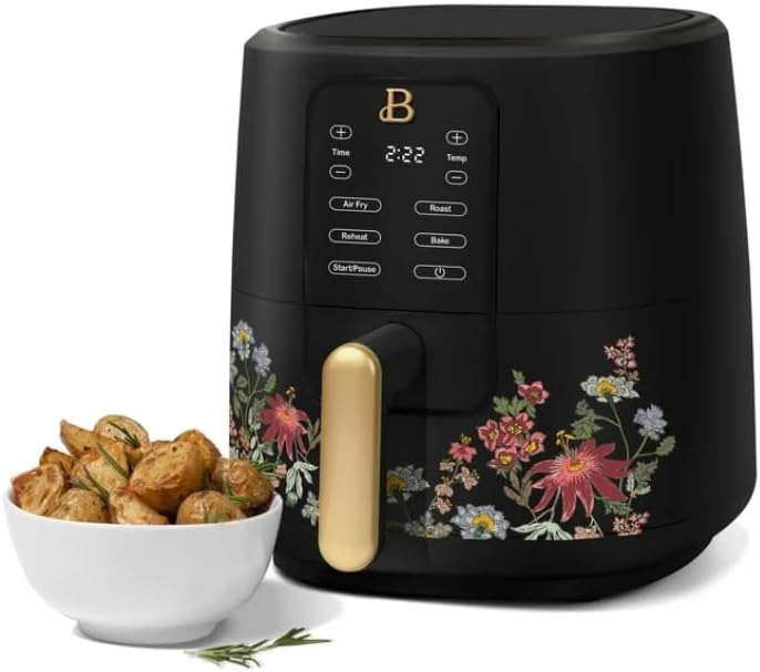 Beautiful 3 Qt Air Fryer with TurboCrisp Technology, Wildflower by Drew Barrymore, Black