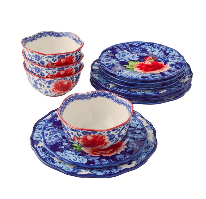 NEW The Pioneer Woman Heritage Floral 12-Piece Stoneware Dinnerware Set
