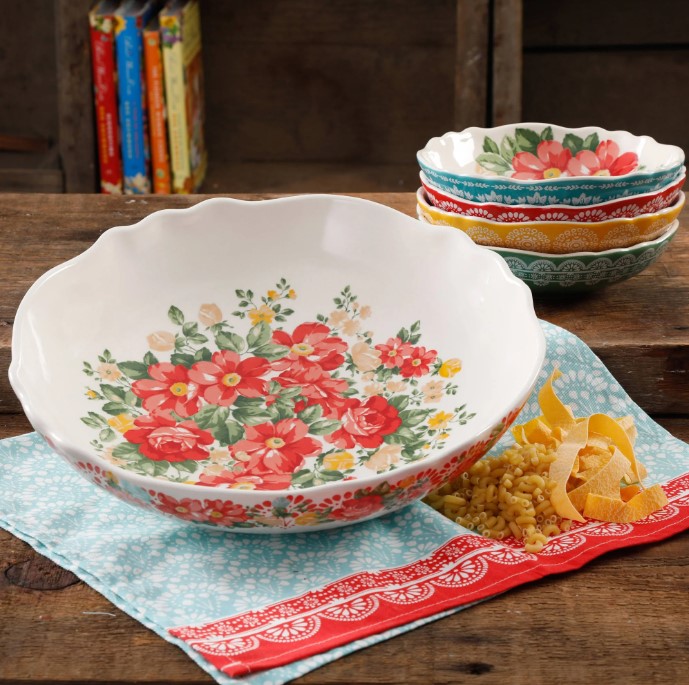 NEW The Pioneer Woman Vintage Floral 5-Piece Pasta Bowl Set