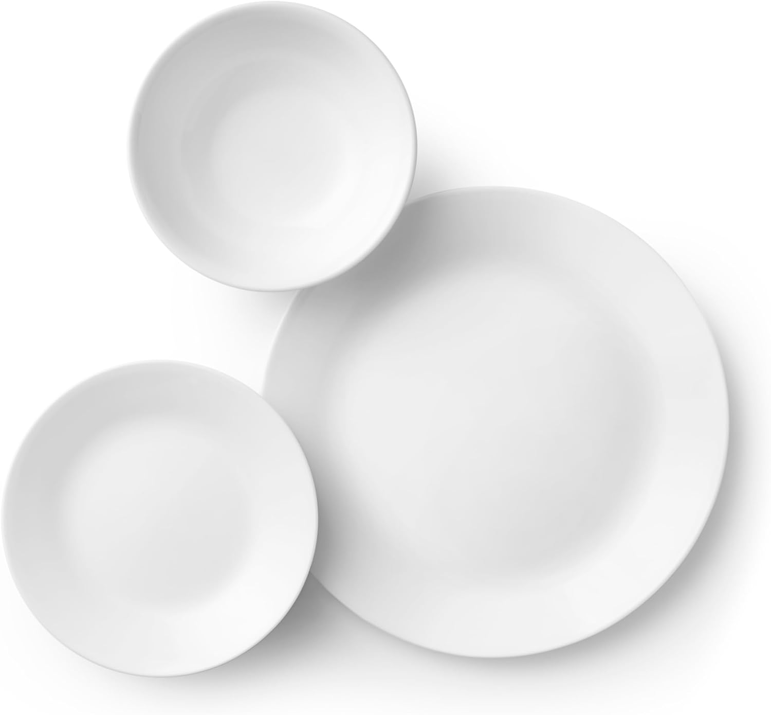 NEW Corelle Vitrelle 18-Piece Service for 6 Dinnerware Set, Triple Layer Glass and Chip Resistant, Lightweight Round Plates and Bowls Set, Winter Frost White