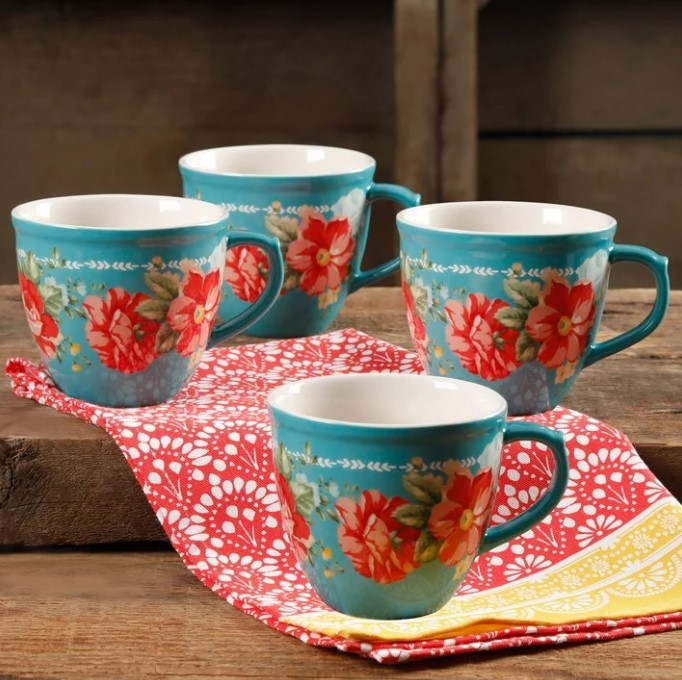 The Pioneer Woman Vintage Floral 4-Piece Mug Set, 16 fl oz