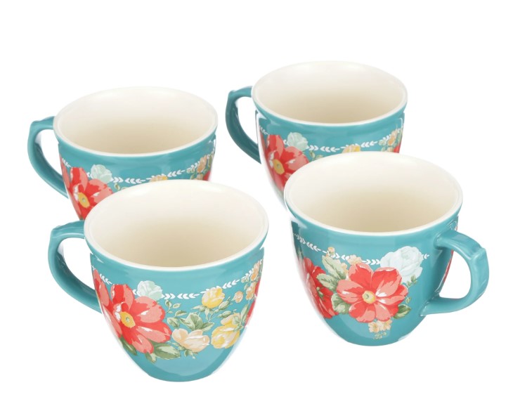 The Pioneer Woman Vintage Floral 4-Piece Mug Set, 16 fl oz