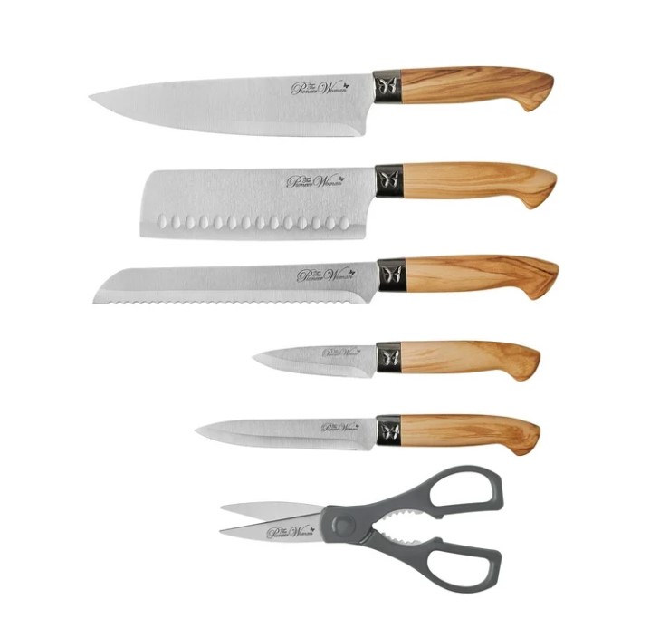 NEW The Pioneer Woman 11-Piece Stainless Steel Knife Block Set, Charcoal Speckle
