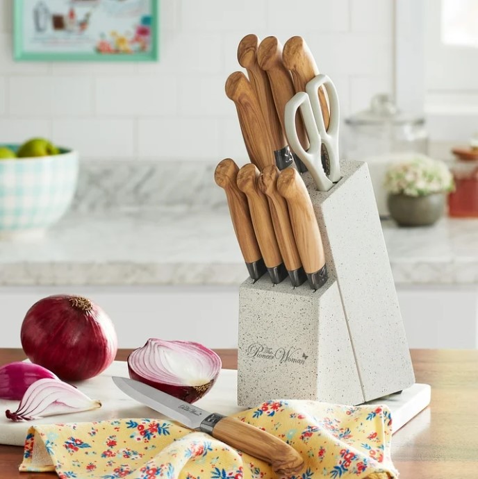 NEW The Pioneer Woman 11-Piece Stainless Steel Knife Block Set, Linen Speckle Search on Amazon   Search on ebay