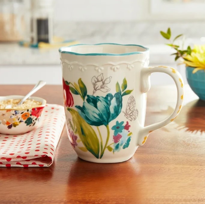 NEW The Pioneer Woman Blooming Bouquet Multi-Color Ceramic 18-Ounce Mug 