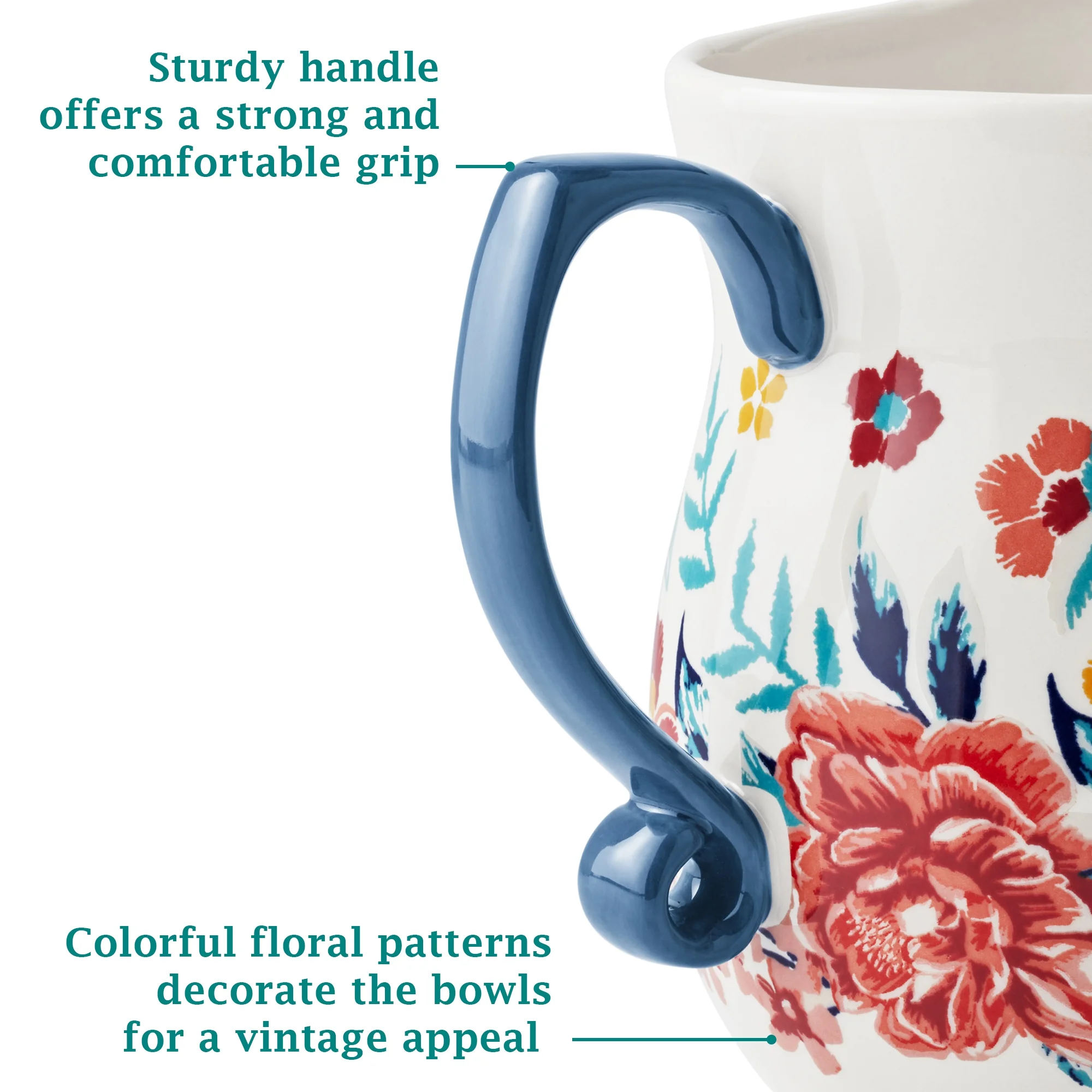 NEW The Pioneer Woman 1 quart Keepsake Floral Ceramic Measuring Pitcher