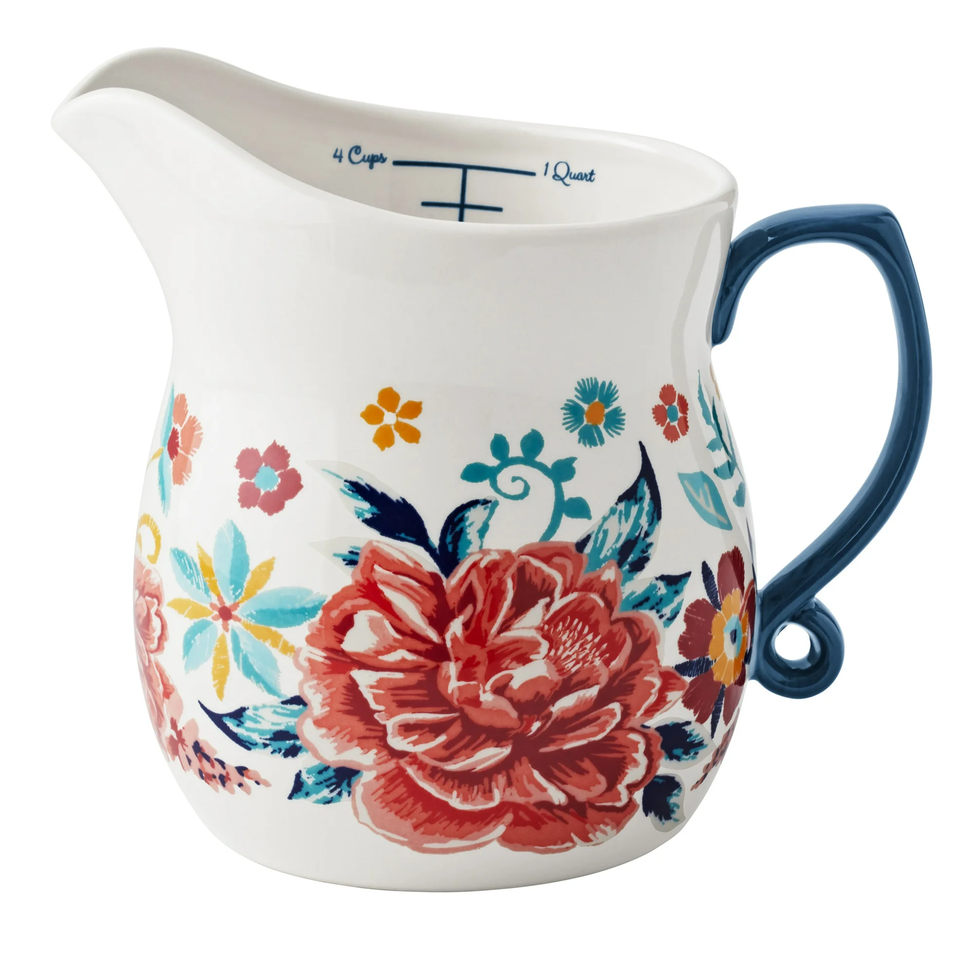 NEW The Pioneer Woman 1 quart Keepsake Floral Ceramic Measuring Pitcher