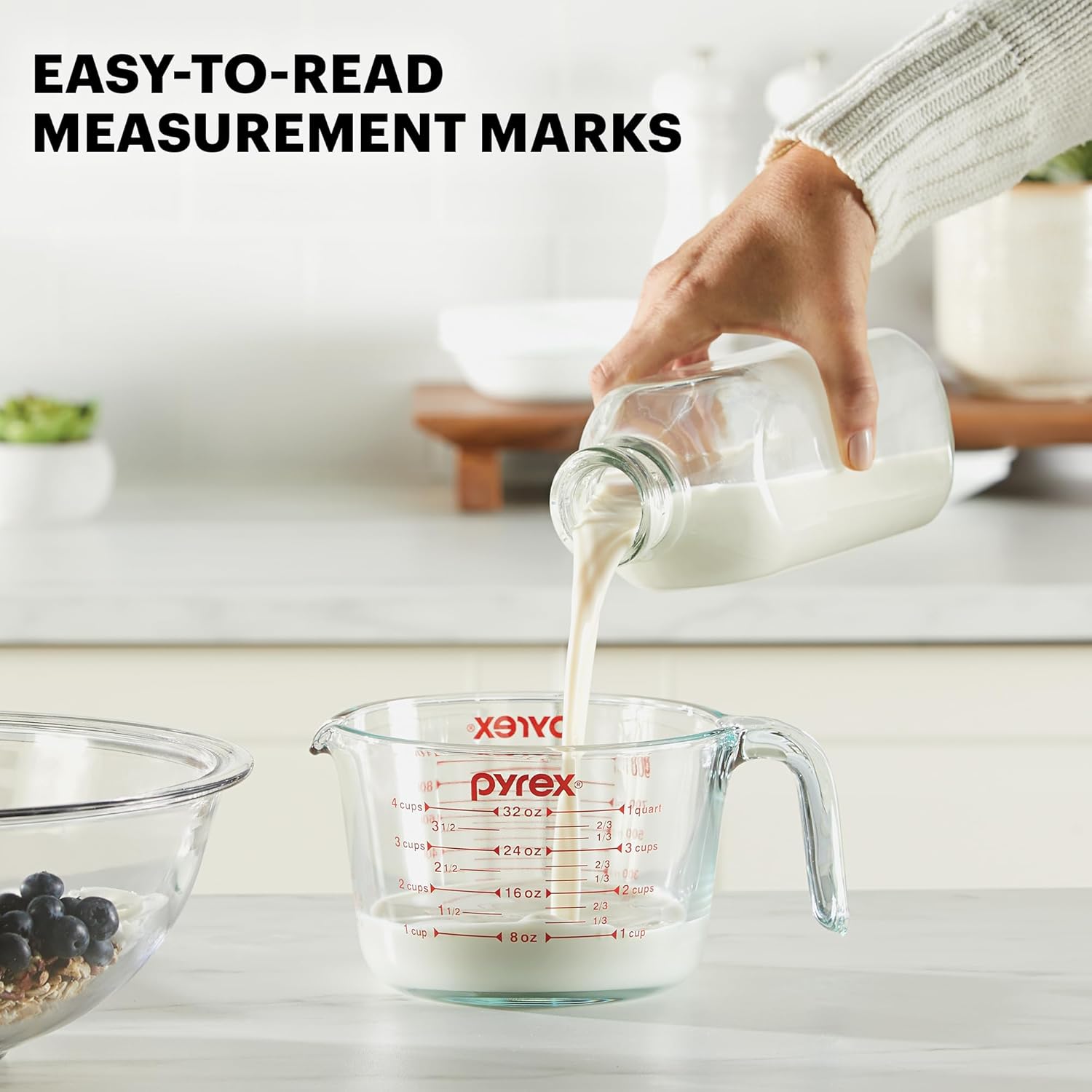 NEW Pyrex 3 Piece Measuring Cup Set, Includes 1, 2, and 4 Tempered Glass Liquid Measuring Cups, Dishwasher, Freezer, Microwave, and Oven Safe, Essential Kitchen Tools