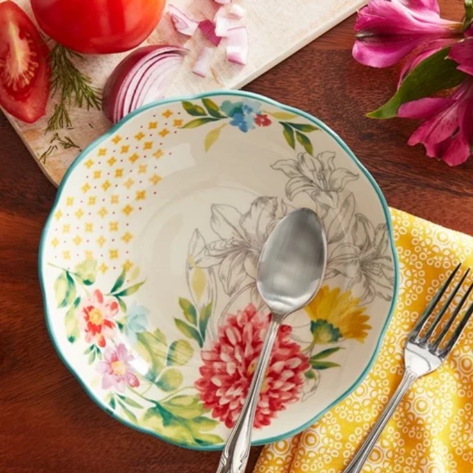 New The Pioneer Woman Blooming Bouquet Ceramic 7.5-inch Pasta Bowl ( Copy of 4)
