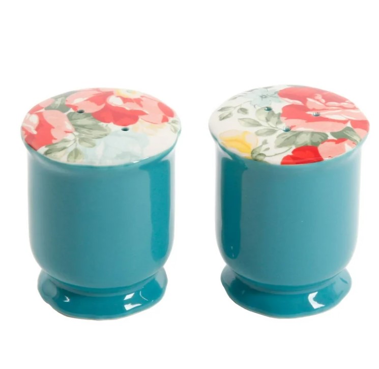 The Pioneer Woman Vintage Floral Salt and Pepper and Butter Dish Set
